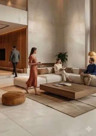 Render de lounge gerado com IA